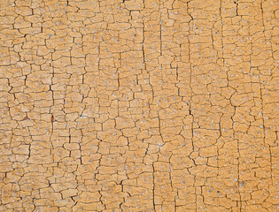 USA, California, Bishop. Detail of cracking paint on side of Laws Railroad Museum.