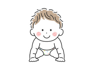 ハイハイをしているご機嫌な赤ちゃんのイラスト