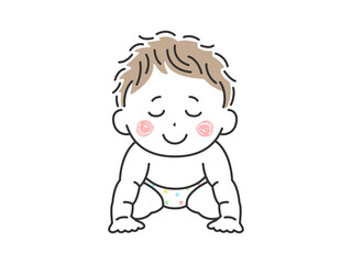 ハイハイをしているご機嫌な赤ちゃんのイラスト