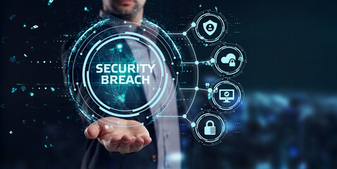 Cyber security data protection business technology privacy concept. Young businessman  select the ...