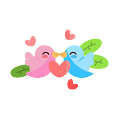 Isolated romantic bird couple. Valentines day - Vector