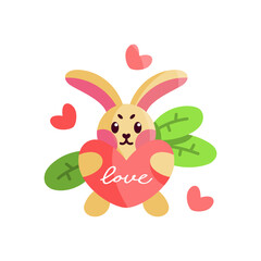 Bunny with love heart. Valentines day - VEctor