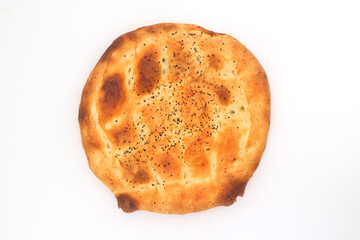 Turkish ramadan pita bread, isolated on white background	
