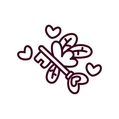 Isolated romantic key with hearts. Valentines day - Vector