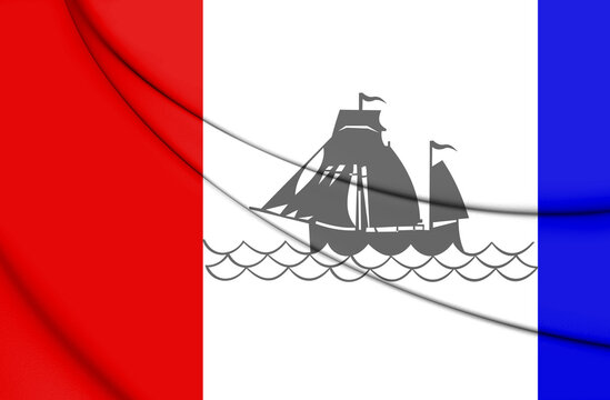 3D Flag of Pekela (Groningen), Netherlands. 3D Illustration.
