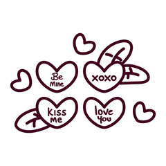 Hearts with love messages. Valentines day - Vector