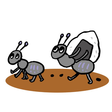 おにぎりを運ぶ蟻たち