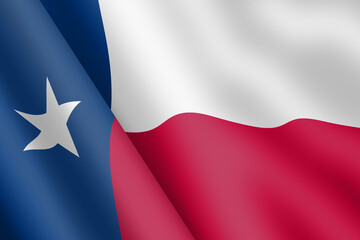 State of Texas flag 3d illustration wind ripple