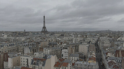 Fototapeta na wymiar Eiffel Tower From Drone View