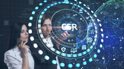 Obraz premium CSR abbreviation, modern technology concept. Business, Technology, Internet and network concept