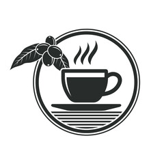 illustration of coffee and coffee beans still on the tree, illustration for packaging or coffee shop.