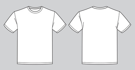 Blank white t-shirt template. Front and back view - obrazy, fototapety, plakaty