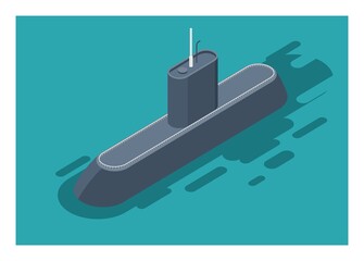 Obraz premium Submarine. Simple flat illustration. Isometric view.