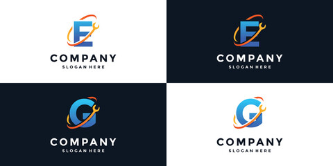 Sign letter e and g wrench logo