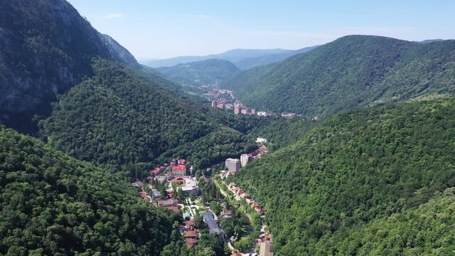 Baile Herculane, Romania. Aerial view of the Herculane baths.