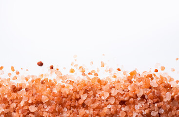 Fine-grain pink Himalayan salt and crystals - Text space