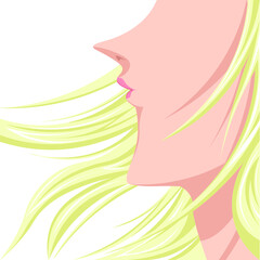 女性　金髪　長髪　横顔　イラスト