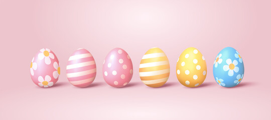 3d Easter eggs with pattern design