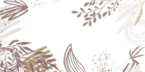 Create your own design with these graphic items. Trendy geometric forms, textures, strokes, abstract and floral decor elements. Vector illustration. Boho floral style background