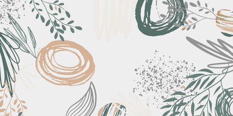 Trendy bohemian abstract square art templates with floral and geometric elements. For social media posts, mobile apps, banners design and web/internet ads. Fashion backgrounds. Boho style background