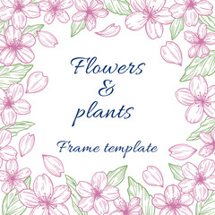 Fototapeta na wymiar Flowers & plants Frame template