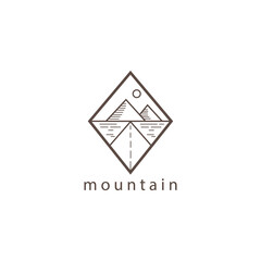 mountain logo outline illustration pyramid design vector