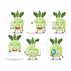 Obraz premium Kohlrabi cartoon in character bring information board