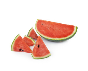 Fresh ripe watermelon slices isolated on white background