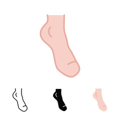 Foot, ankle icon in different style. Two colored and black foot ankle vector icons designed in filled outline, line, glyph and solid style. Vector illustration isolated on white background. EPS 10