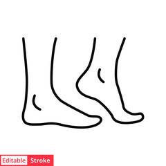 Foot, ankle line icon. Outline style can be used for web, mobile, ui. Pain, hip, ortho, anatomy, body, care concept. Vector logo illustration isolated on white background. Editable stroke EPS 10.