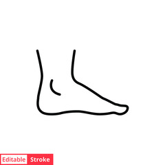 Foot, ankle line icon. Outline style can be used for web, mobile, ui. Pain, hip, ortho, anatomy, body, care concept. Vector logo illustration isolated on white background. Editable stroke EPS 10.