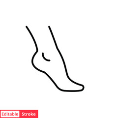 Fototapeta premium Foot, ankle line icon. Outline style can be used for web, mobile, ui. Pain, hip, ortho, anatomy, body, care concept. Vector logo illustration isolated on white background. Editable stroke EPS 10.
