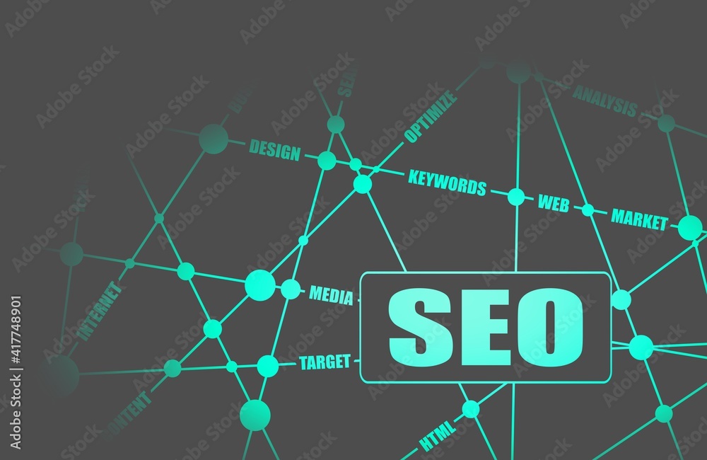 Canvas Prints search engine optimization word cloud business concept. seo text. molecule and communication backgro