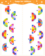 Obraz premium Logic puzzle game for children. Find the other half of each circle and connect them