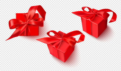 Vector set of beautiful gift boxes isolated on a transparent background.
