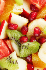Pieces of raznfh fruit close-up in full screen, Fruit salad.