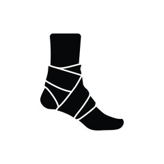 Foot, ankle wrap glyph icon. Solid style can be used for web, mobile, ui. Pain, hip, ortho, anatomy, body, care concept. Vector logo illustration isolated on white background. EPS 10.