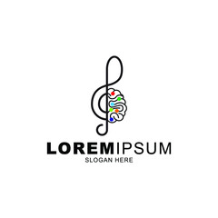 brain logo therapy with music icon and G major and minor scale