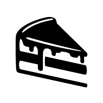 recommend clip art: Hand drawn chocolate cake slice icon. Black and white cake isolated vector illustration