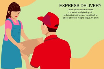 Obraz premium Express delivery background. Can use for banner, poster, card and brochure. Vector flat illustration