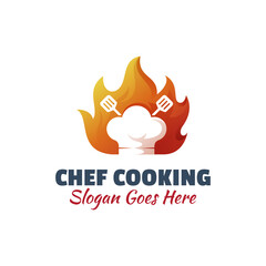 logo design of chef cooking, restaurant hot food symbol icon design