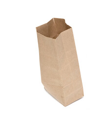 Brown paper bag on white background