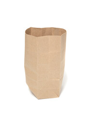 Brown paper bag on white background