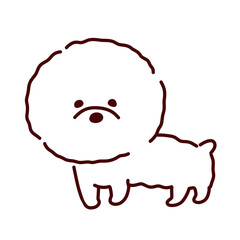 かわいい犬・ビションフリーゼのイラストアイコン／Illustration icon of cute dog, Bichon Frize