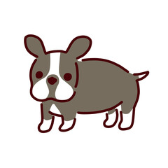かわいい黒フレンチブルドッグのイラスト／Cute black french bulldog illustration