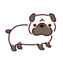 かわいい犬・パグのイラストアイコン／Cute dog pug illustration icon