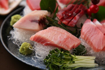 Fresh tuna sashimi with red fish