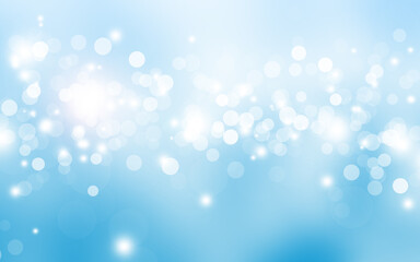 The bokeh on the background blurred the natural blue and white. Bokeh colorful glows sparkle...