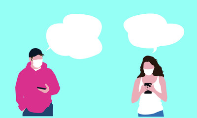 A group of diverse people in new normal wearing masks.