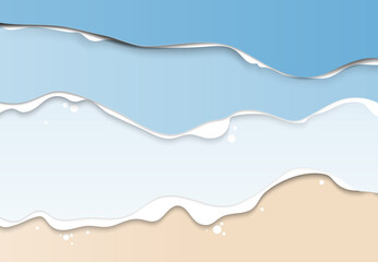 Landscape paper art, aerial view of the sea and the beach